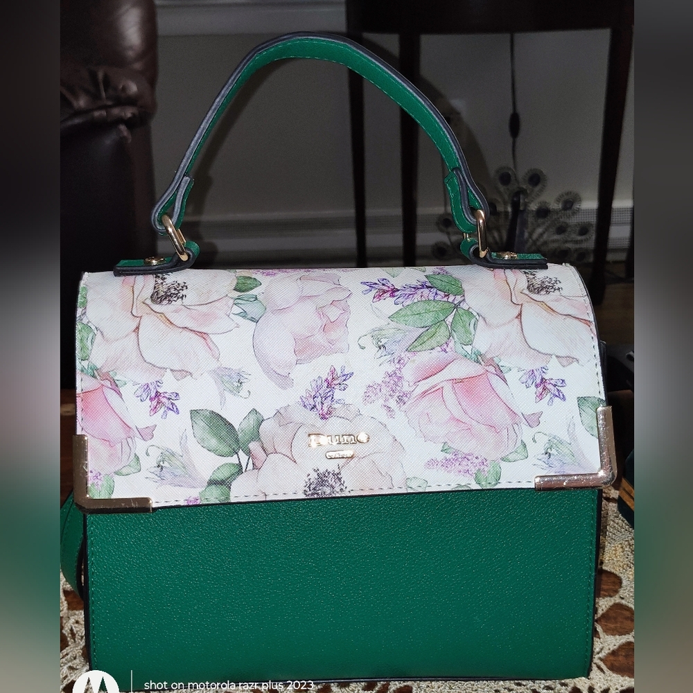 Dune London Floral Print & Green Handbag